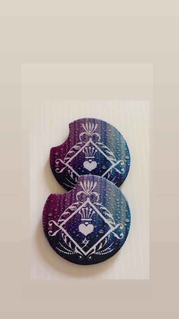 Washable Divine Pink and Purple Water Drops Car Coasters