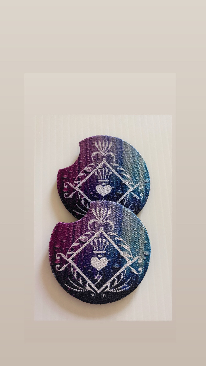 Washable Divine Pink and Purple Water Drops Car Coasters
