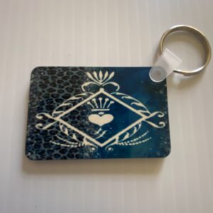 Teal and Cheetah Print Key Chain